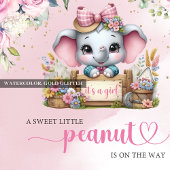 Cute olifant bloemig meisje babyshower uitnodiging
