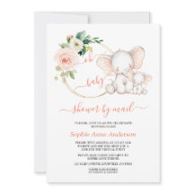 Cute Olifant Bloemige Virtuele Baby Shower Per Pos