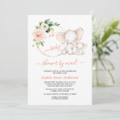 Cute Olifant Bloemige Virtuele Baby Shower Per Pos Kaart (Staand voorkant)