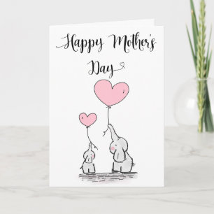 Cute Olifant en Baby Moederdag kaart