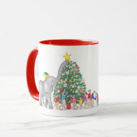 Cute olifant en stokstaartjes Kerstmoker