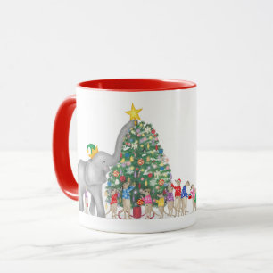 Cute olifant en stokstaartjes Kerstmoker Mok