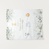 Cute Olifant en Vrienden Baby Shower Fotohokje Wandkleed (Voorkant (horizontaal))