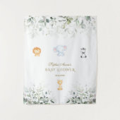 Cute Olifant en Vrienden Baby Shower Fotohokje Wandkleed (Voorkant)