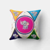Cute Olifant Geometrische Kinderen Worp Kussen (Achterkant)