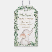 Cute Olifant Groene Kleur Geslacht Neutrale Baby S Cadeaulabel (Achterkant)