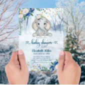 Cute Olifant In De Winter Bos Baby Shower Kaart