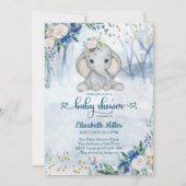 Cute Olifant In De Winter Bos Baby Shower Kaart (Voorkant)