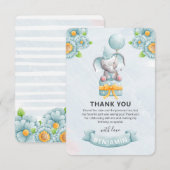 Cute Olifant Jongen Verjaardagsfeestje  Bedankkaart (Voorkant / Achterkant)