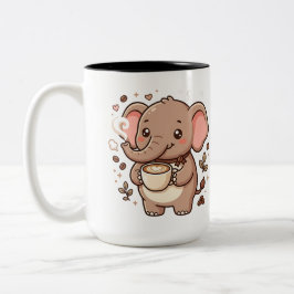 Cute Olifant Kawaii Koffiemok - 2 Tinten Mok