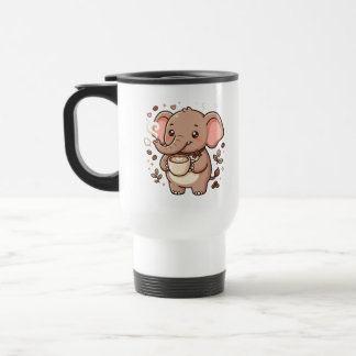 Cute Olifant Latte Hart Reisbeker