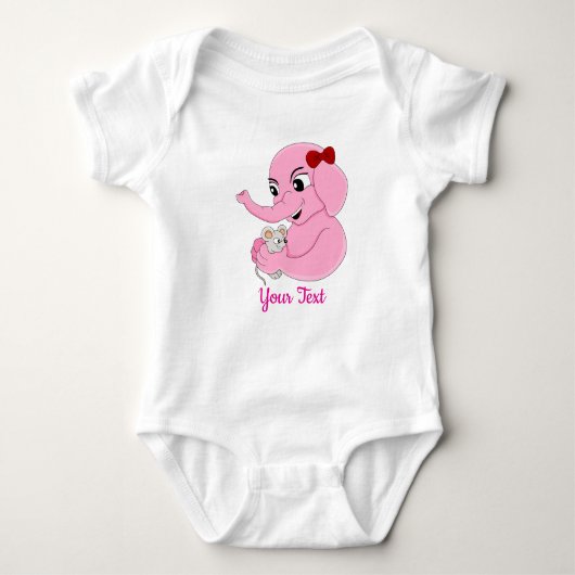 Cute olifant meisje cartoon baby bodysuit (Voorkant)