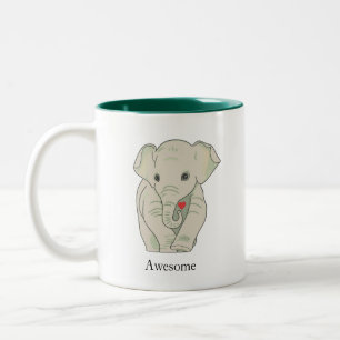 Cute Olifant met een Hart Tweekleurige Koffiemok