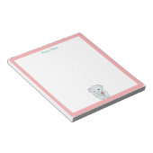 Cute olifant met lichtroze frame eenvoudig notitieblok (Schuin)