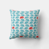 Cute olifant patroon met rood accent kussen (Achterkant)