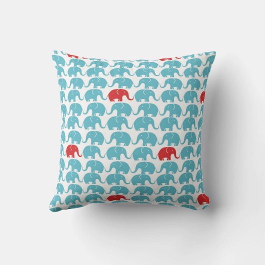Cute olifant patroon met rood accent kussen (Achterkant)