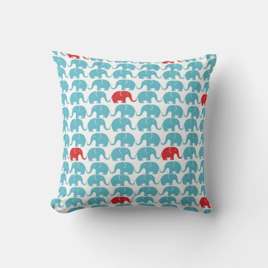 Cute olifant patroon met rood accent kussen (Voorkant)