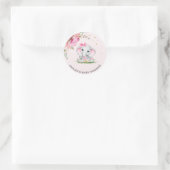 Cute Olifant Roze Bloemige Baby Shower Ronde Sticker (Tas)