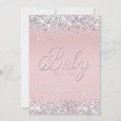 Cute Olifant Roze Glitters Baby Shower Kaart (Achterkant)