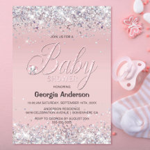 Cute Olifant Roze Glitters Baby Shower