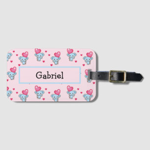 Cute olifant roze patroon bagagelabel
