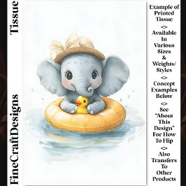 Cute Olifant Rubberen Ring & Eend CW1 Decoupage Tissuepapier