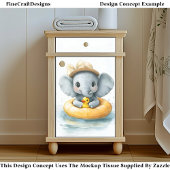 Cute Olifant Rubberen Ring & Eend CW1 Decoupage Tissuepapier