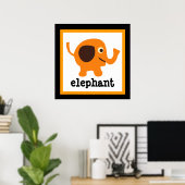 Cute Olifant Safari Dieren Baby Kids Poster (Thuiskantoor)