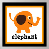 Cute Olifant Safari Dieren Baby Kids Poster (Voorkant)