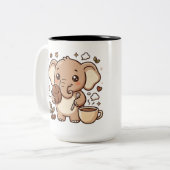 Cute Olifant Tweekleurige Koffiemok (Voorkant links)