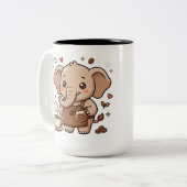 Cute Olifant Tweekleurige Koffiemok (Voorkant links)
