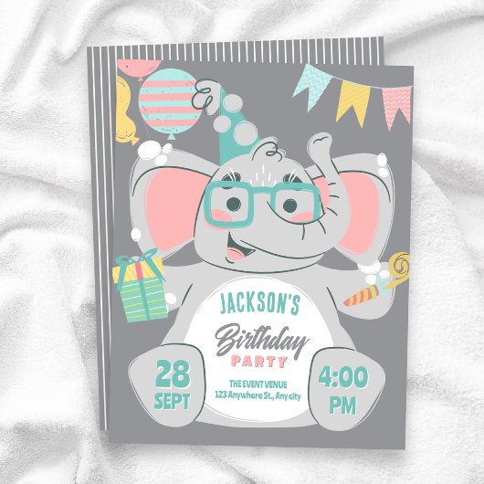 Cute olifant verjaardag kaart