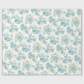 Cute Olive Green Aqua Turquoise Floral Waterverf Cadeaupapier (Vlak)