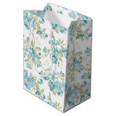 Cute Olive Green Aqua Turquoise Floral Waterverf Medium Cadeauzakje (Achterkant Gekanteld)