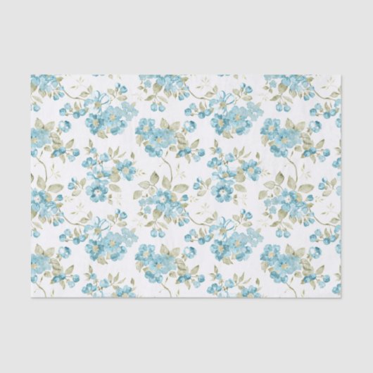 Cute Olive Green Aqua Turquoise Floral Waterverf Tissuepapier (Voorkant)