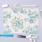 Cute Olive Green Aqua Turquoise Floral Waterverf Tissuepapier (Craft)