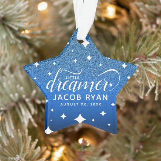 Cute Ombre Blue Glitter Starry Tiny Dancer Baby Ornament (Boom)