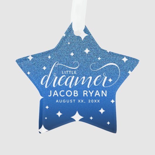 Cute Ombre Blue Glitter Starry Tiny Dancer Baby Ornament (achterkant)