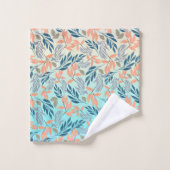 Cute Ombre Blue Oranje Foliage Waterverf Paint Bad Handdoek (Wasdoekje)