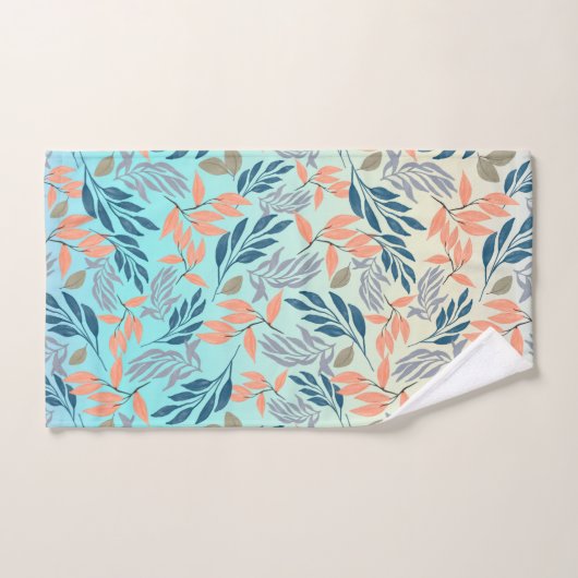 Cute Ombre Blue Oranje Foliage Waterverf Paint Bad Handdoek (Handdoek)