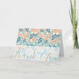 Cute Ombre Blue Oranje Foliage Waterverf Paint Feestdagen Kaart