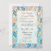 Cute Ombre Blue Oranje Foliage Waterverf Paint Kaart (Voorkant)