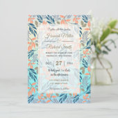 Cute Ombre Blue Oranje Foliage Waterverf Paint Kaart (Staand voorkant)
