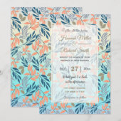 Cute Ombre Blue Oranje Foliage Waterverf Paint Kaart (Voorkant / Achterkant)