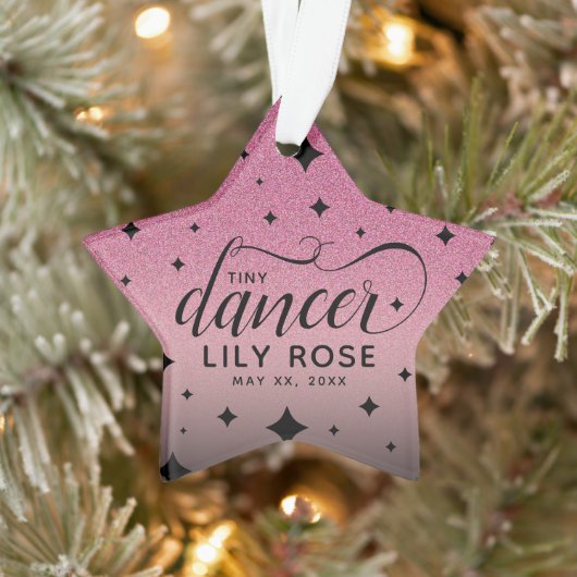 Cute Ombre Pink Glitter Starry Tiny Dancer Baby Ornament (Boom)