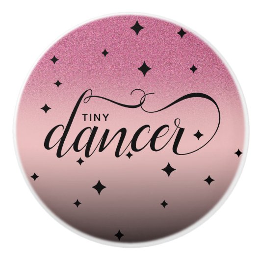 Cute Ombre Pink Glitter Starry Tiny Dancer Keramische Knop (Voorkant)