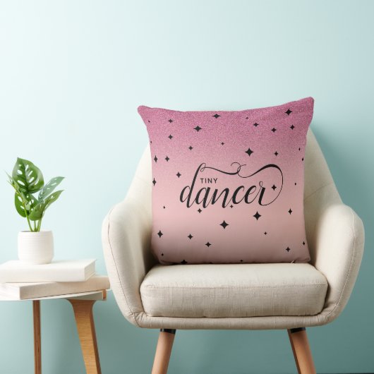 Cute Ombre Pink Glitter Starry Tiny Dancer Kussen (Stoel)
