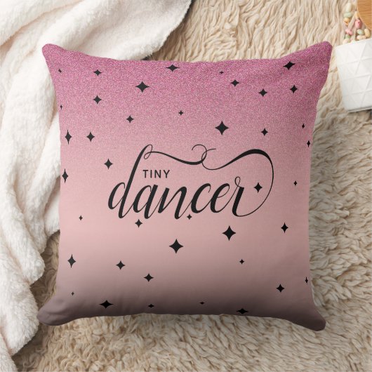 Cute Ombre Pink Glitter Starry Tiny Dancer Kussen (Deken)