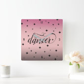 Cute Ombre Pink Glitter Starry Tiny Dancer Vierkante Klok (Huis)