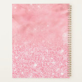 Cute ombre roos gold faux glitter dript monogram planner (Achterkant)